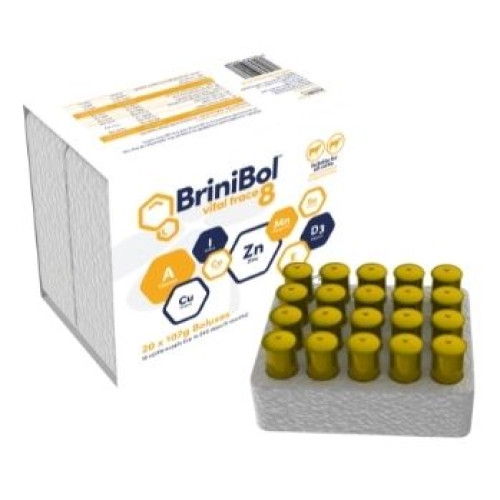 BriniBol Vital Trace 8 mineral and vitamin cattle bolus  - 20 boluses